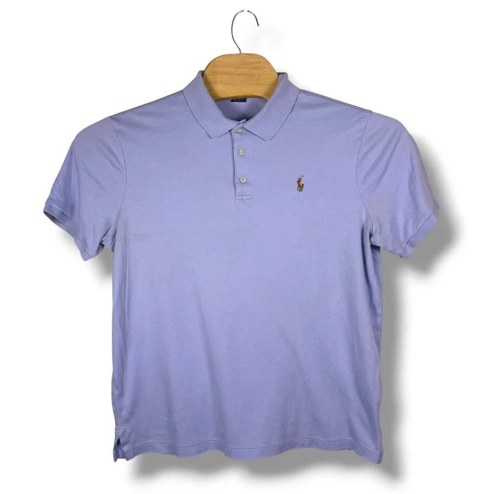 Polo Ralph Lauren Polo Shirt Mens L Blue Classic Fit Cotton Short Sleeve Pony